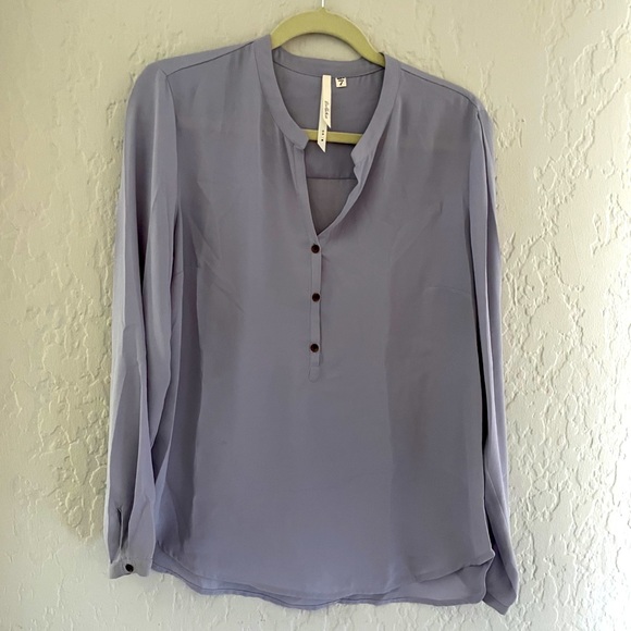 Gray Long Sleeve Chiffon Blouse - L - Picture 1 of 2